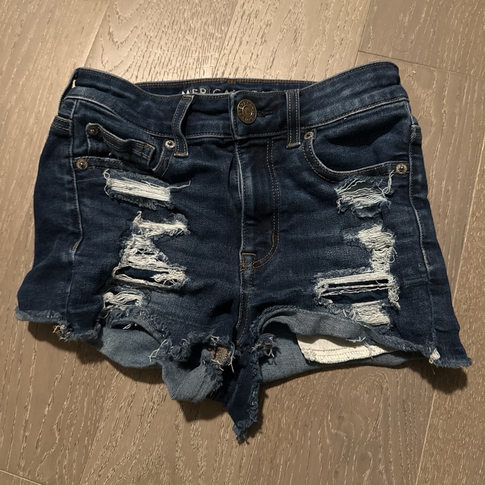 American Eagle Blue Distressed Jean Shorts